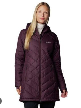 NWOT COLUMBIA PLUS SIZE 1X HEAVENLY HOODED JACKET COAT PUFFER PURPLE MOONVISTA